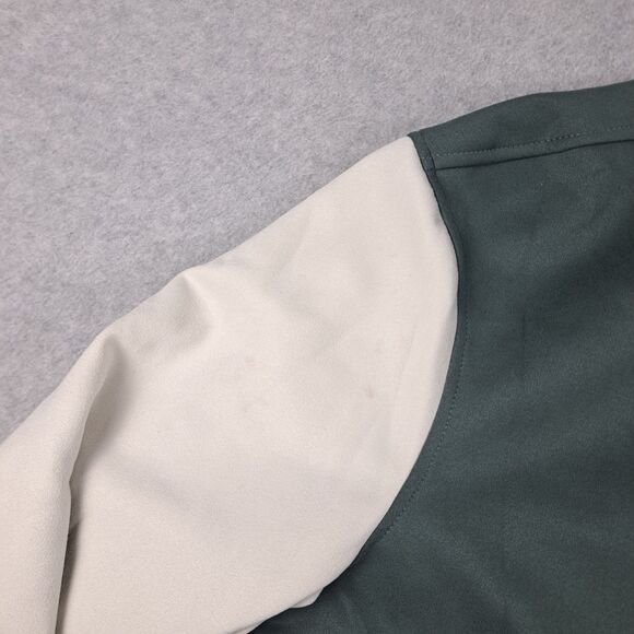 Zara DNWR Varsity Bomber Jacket Mens L Green White Embroidered Snap Up Panda - Picture 5 of 14